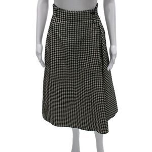 Christian Dior Womens Wrap Skirt Black Silk Check Long Size 4